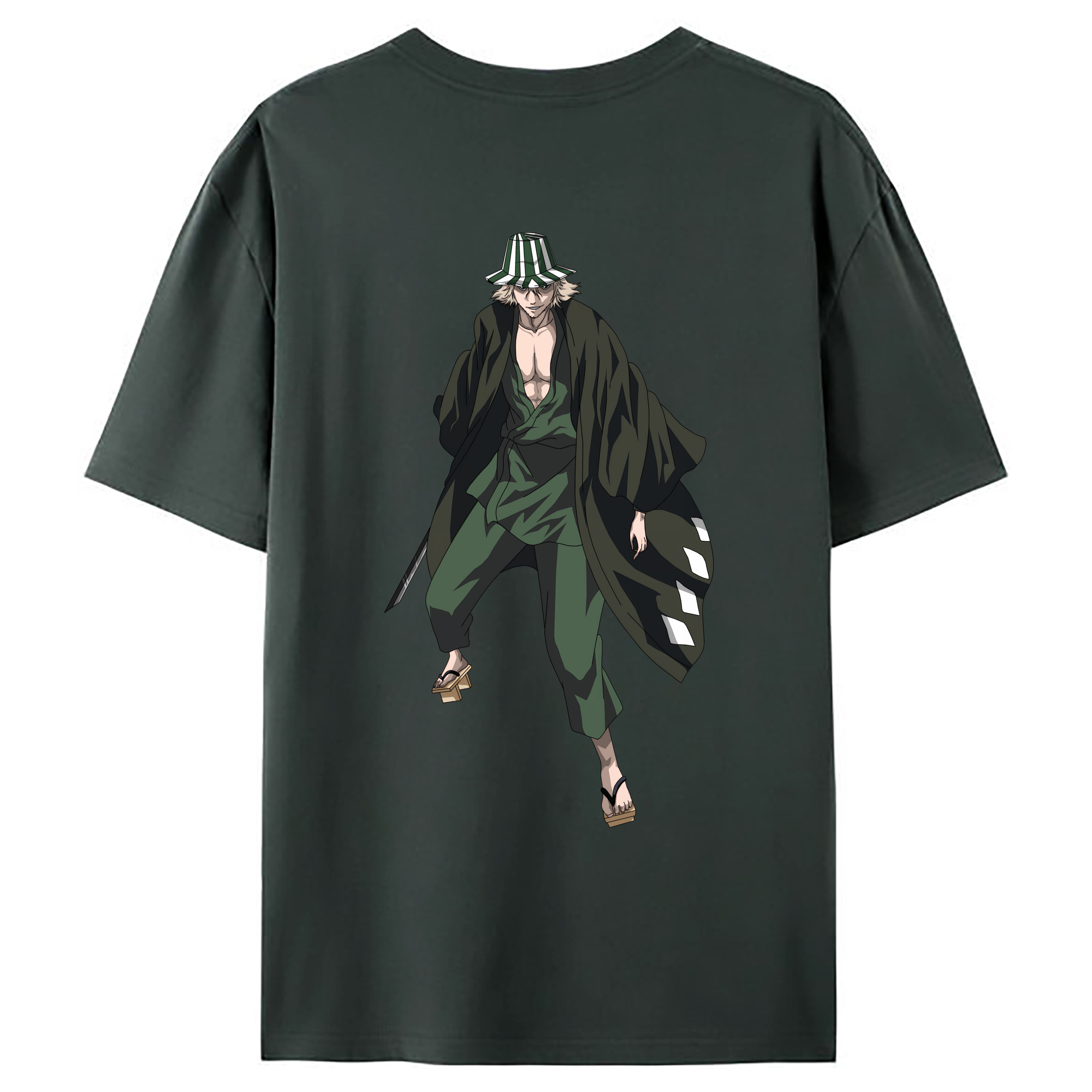 （画像用） "ブリーチ 浦原 喜助（うらはら きすけ） BLEACH Urahara Kisuke " 綿100％ メンズ半袖Tシャツ（バックプリント） 通気性